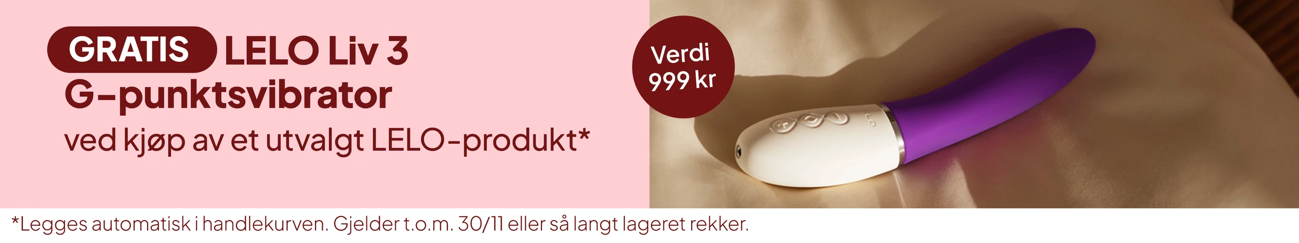 Gratis LELO Liv 3 G-punktsvibrator ved kjøp av et utvalgt LELO-produkt