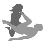 Illustrasjon av sextilling der en person ligger på ryggen med bene bøyd opp og en annen står over skrevs på kne