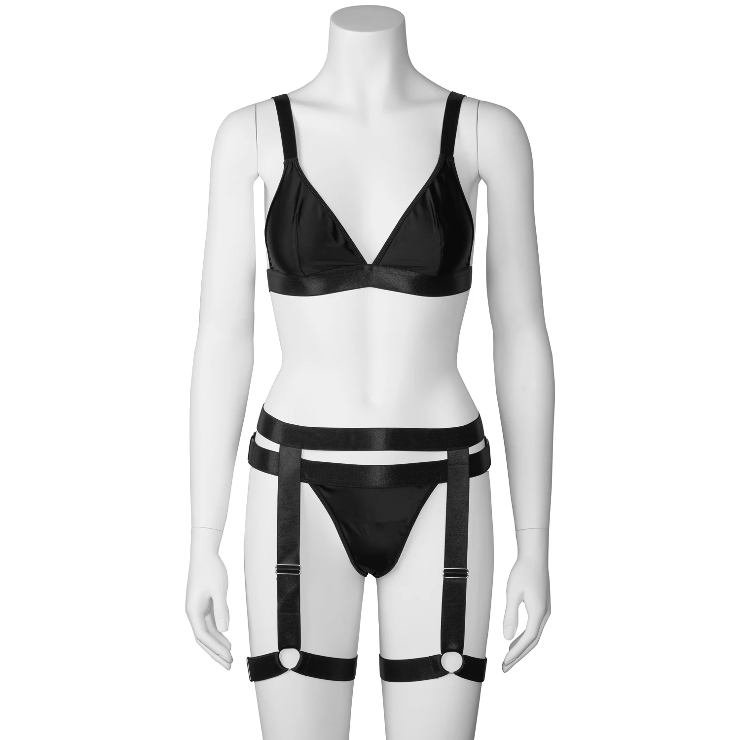 NORTIE Willow Schwarzes Bralette Set mit Beingeschirr var 2