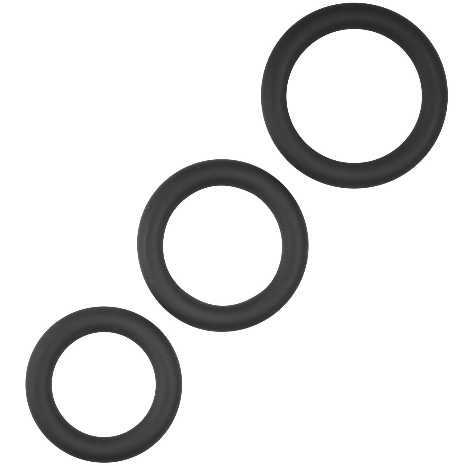 Sinful Extra Thick Silikone Penisring S&aelig;t 3 stk   - Sort