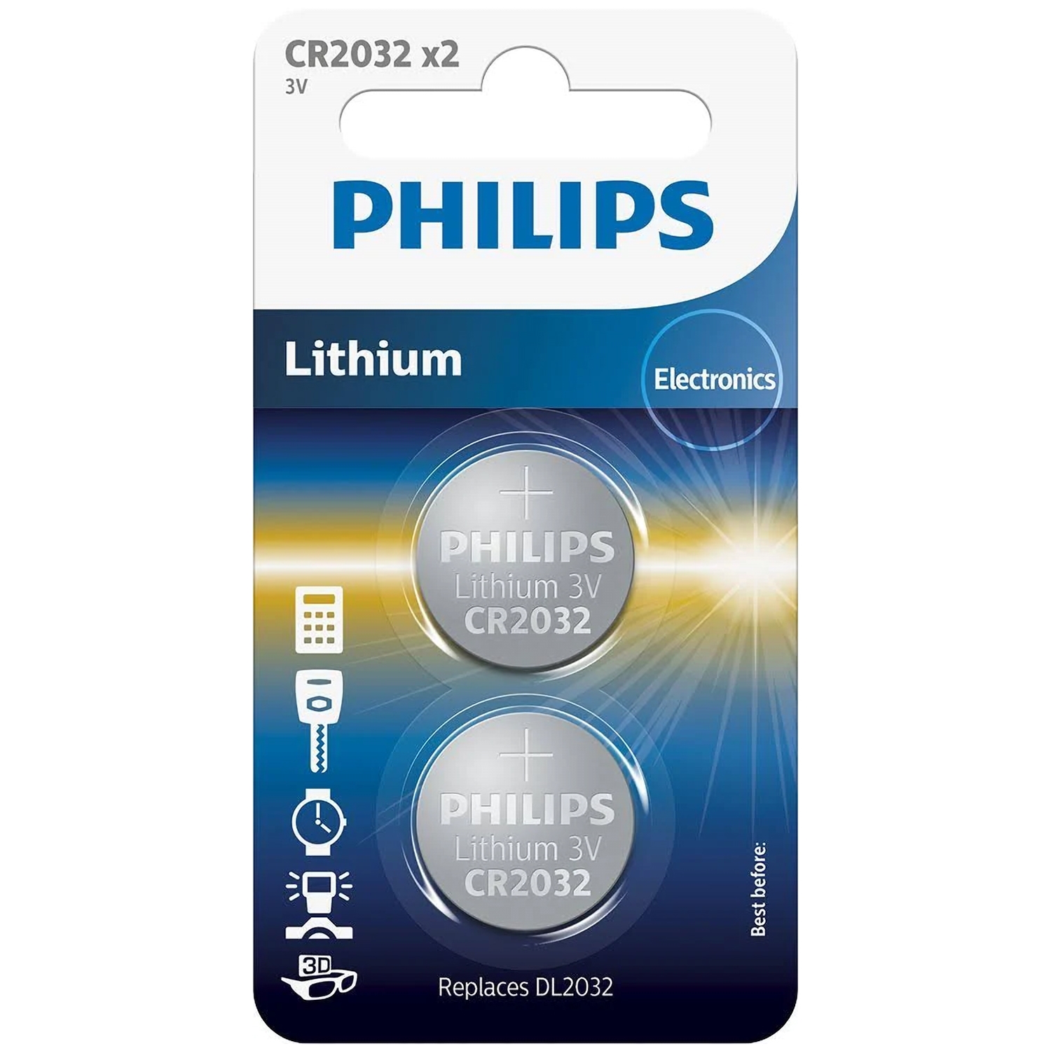 Philips CR2032 Litium Batteri 2 st - Silver