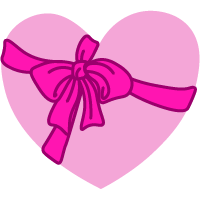 Illustration of a heart wrapped with a bow