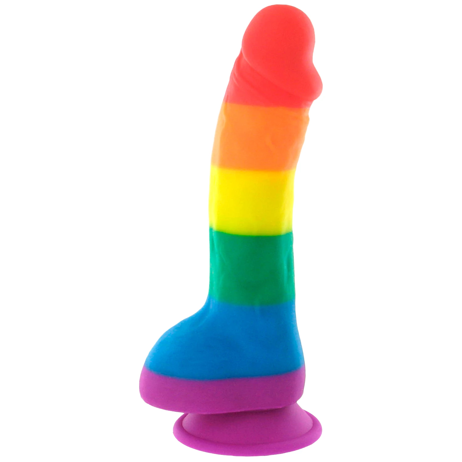 Pride Dildo Original Rainbow Gode en Silicone avec Testicules var 1