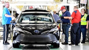 18 Toyota Camry rolls along line in Georgetown KY which has produced more than 8 million of the midsize sedans over three decades