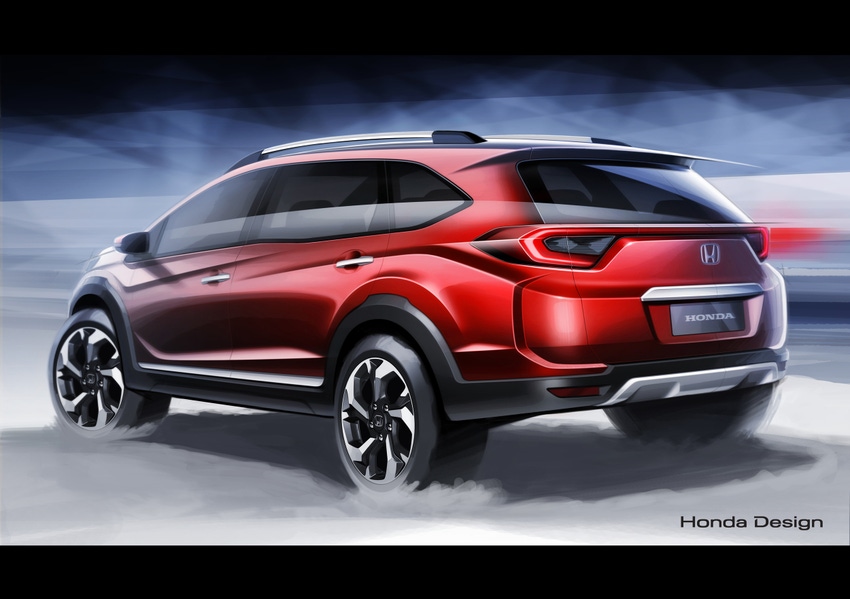 Concept drawing of Hondarsquos prototype 7passenger CUV