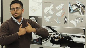 Finalist Merrill Mathew explains his concept for 2025 midsize sedan interior