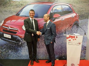 Fiat Spain Portugal CEO Napolitano right introduces successor Parasacco