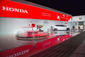 Hondarsquos Detroit auto show display includes array of products