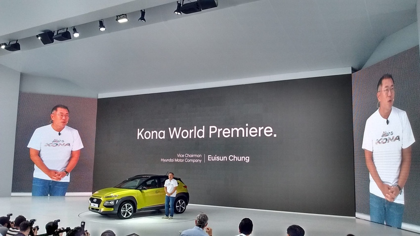 Hyundai Vice Chairman Chung addresses media at Kona unveiling