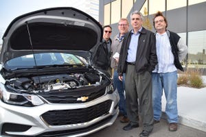 WardsAuto editors Tom Murphy Bob Gritzinger Dave Zoia and Jim Irwin prepare to test drive new 16L 4cyl Chevy Cruze diesel