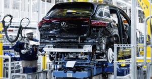 Mercedes-Benz builds battery-electric EQS SUV at its complex in Alabama.