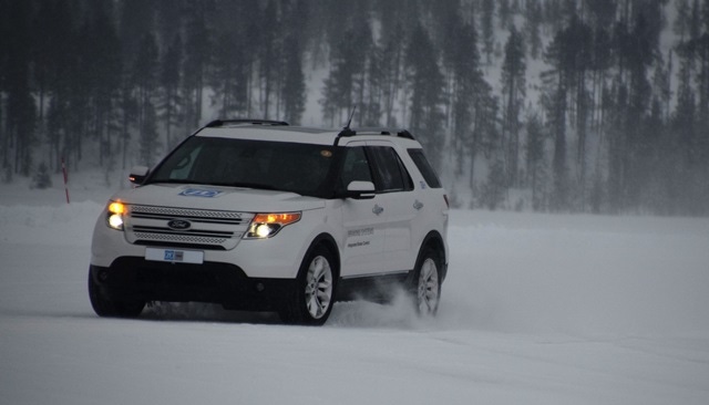 Ford Explorer demo vehicle with ZF TRWrsquos IBC system drives across frozen lake in Sweden Ford Explorer demo vehicle with ZF TRWrsquos IBC system drives across frozen lake in Sweden