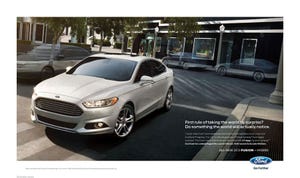Competitive vehicles blend into background in rsquo13 Fusion ad campaign