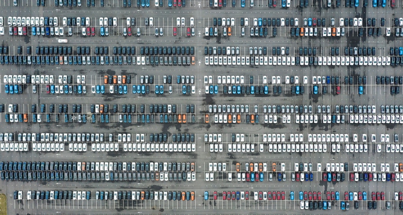 big lot of cars
