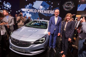 Opel CEO Neumann introduces new Astra with GM CEO Barra in Frankfurt