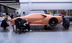 Early clay model of Ford GT supercar