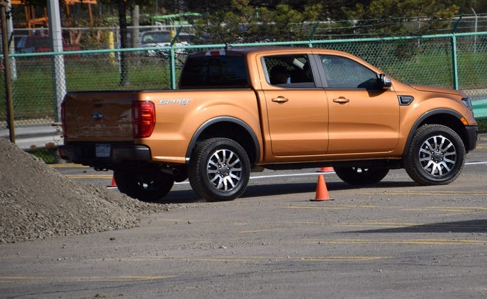 2019 Ford Ranger on off-road track set up outside Michigan Assembly Plant in Wayne, MI.