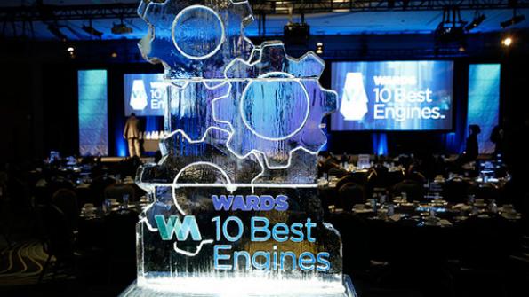 Ice sculpture greets guests attending 2018 Wards 10 Best Engines celebration