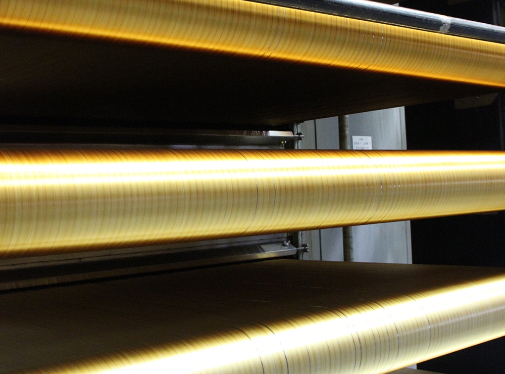 A creel unwinds ribbons of PAN at BMWSGL JV plant in Moses Lake WA A creel unwinds ribbons of PAN at BMWSGL JV plant in Moses Lake WA