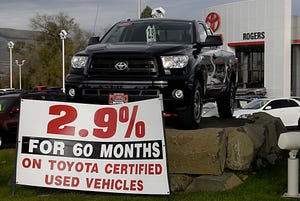 Toyota pickup on dealer lot (Getty)