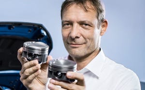 Like Otto Atkinson and Miller VW engineer Ralf Budack optimizes combustion Crowned piston at left enables ldquoBcyclerdquo