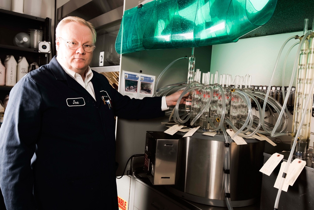 FreudenbergNOKrsquos Joe Walker checks on samples in methanol test FreudenbergNOKrsquos Joe Walker checks on samples in methanol test