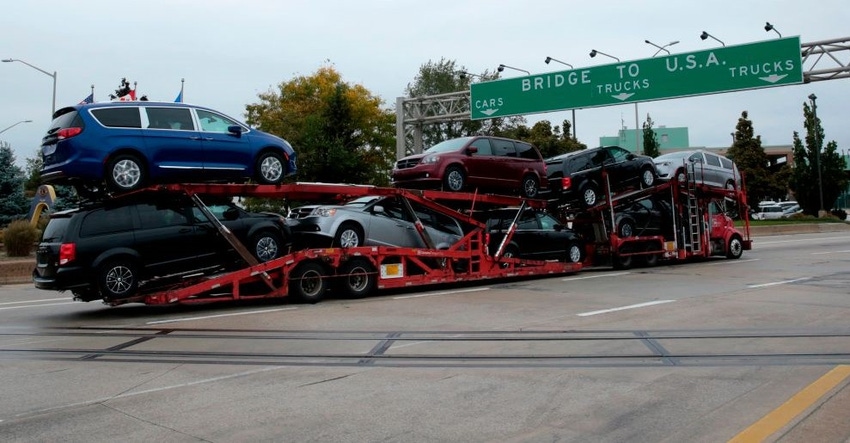 Car hauler at Ontario-Michigan border (Getty)