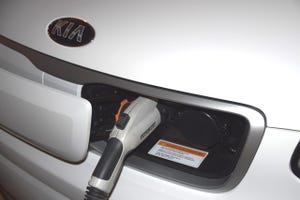 Kia Soul EV charging door slides sideways for port access