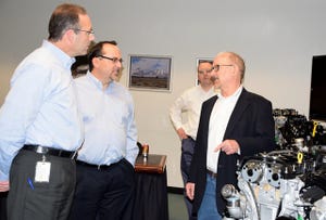 Ford engineers Pete Pandolfi and Scott Makowski talk with WardsAuto39s Drew Winter