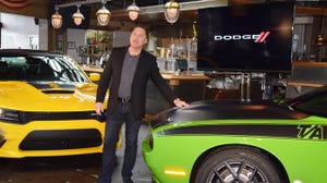Tim Kuniskis unveils rsquo17 Dodge Charger Daytona left and Challenger TA along Woodward Dream Cruise route