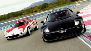 Original Stratos left and new model more than 40 years later