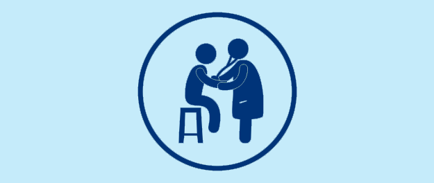 Μπλε εικονίδιο εξέτασης ασθενούς