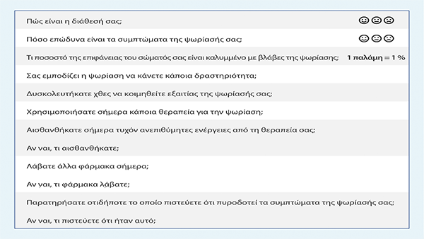 Ημερολόγιο παρακολούθησης προόδου της Ψωρίασης