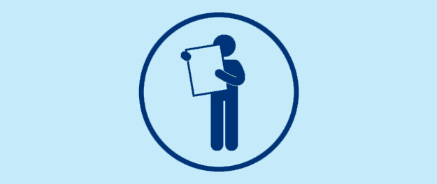 Μπλε εικονίδιο ατόμου που διαβάζει
