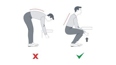 Lift correctly and avoid heavy items