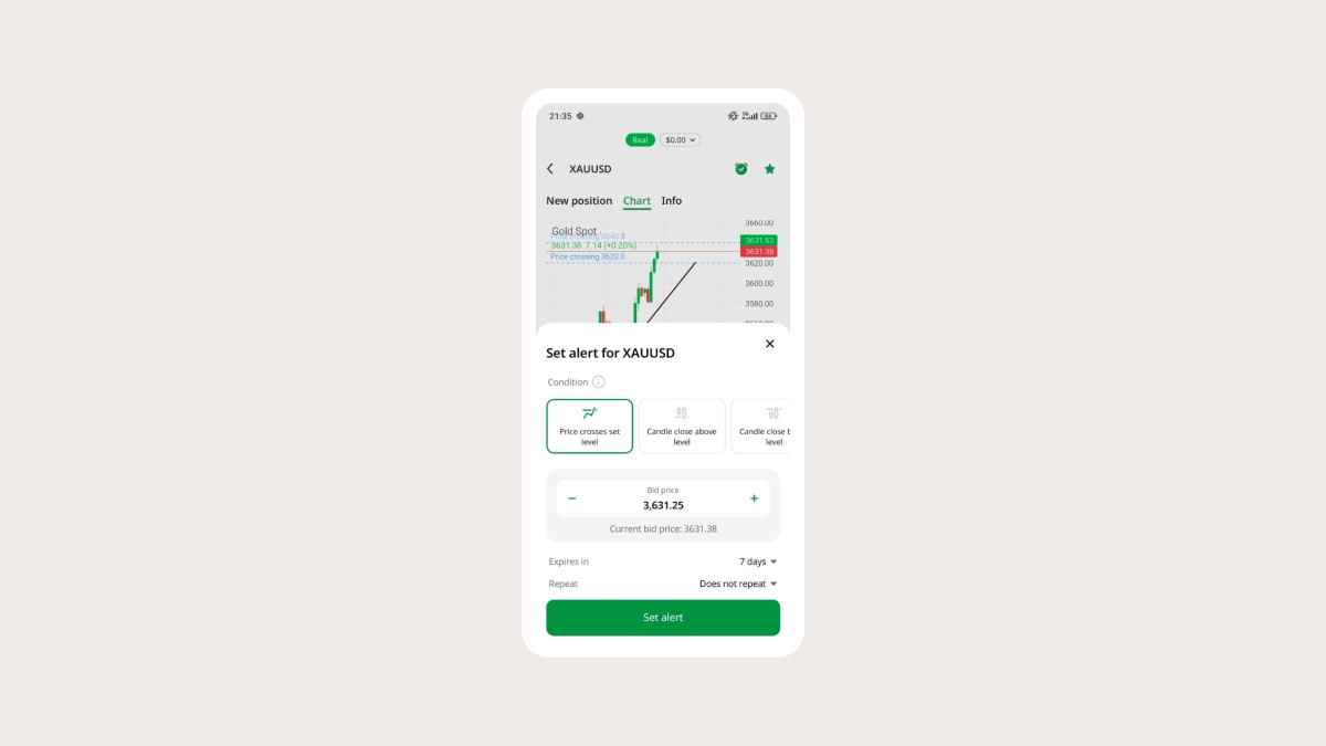 How to set up a price alert in the FBS app