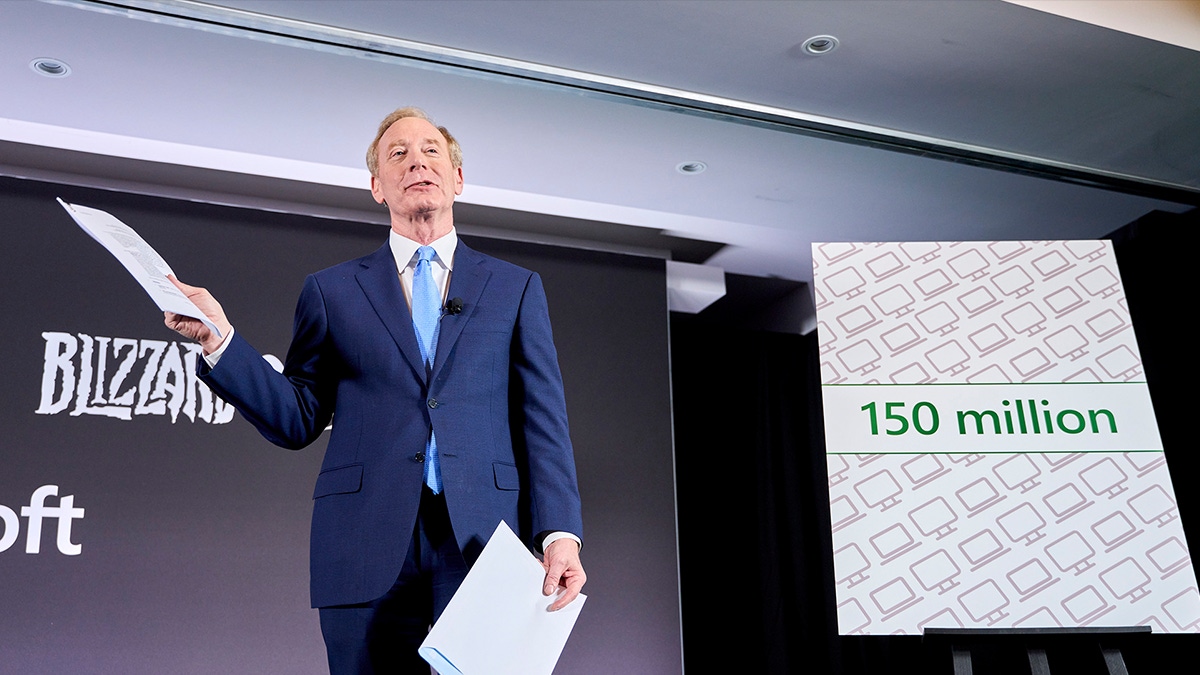 Brad Smith, holding the 10-year contract offered to Sony ensuring access Activision Blizzard games, including Call of Duty. Brad Smith, holding the 10-year contract offered to Sony ensuring access Activision Blizzard games, including Call of Duty.