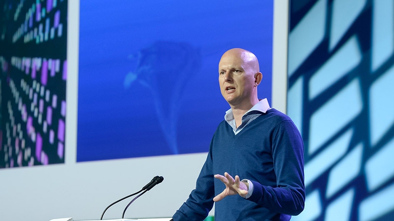 A photograph of Phil Harrison from GDC 2016.