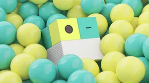 The Nex Playground in a ball pit (filled with lime green and turquoise balls) The Nex Playground in a ball pit (filled with lime green and turquoise balls)
