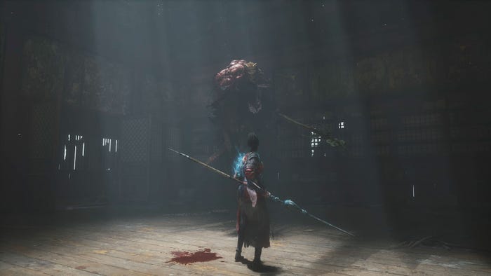 The player character faces off against a giant monster in Wuchang: Fallen Feathers. The player character faces off against a giant monster in Wuchang: Fallen Feathers.