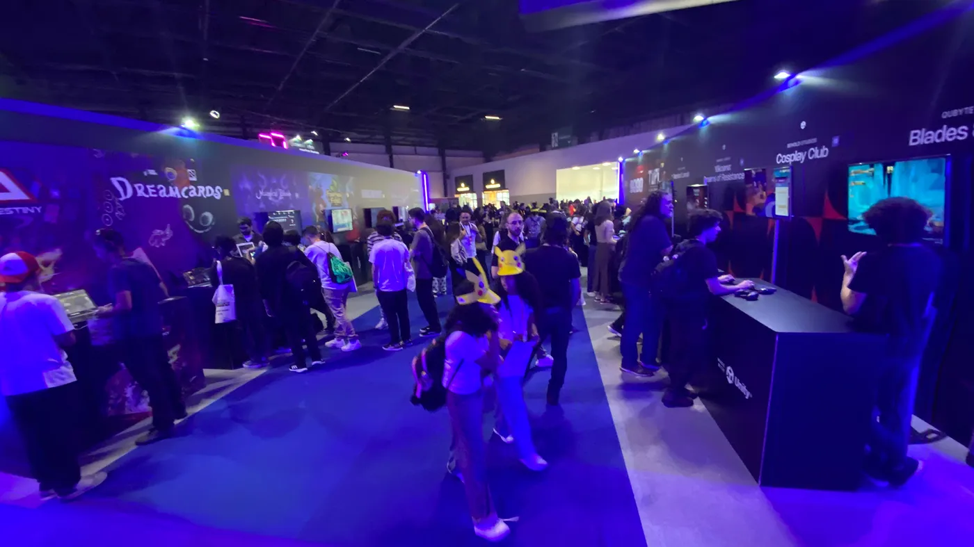 A photograph of Gamescom LATAM's LATAM showcase area. A photograph of Gamescom LATAM's LATAM showcase area.
