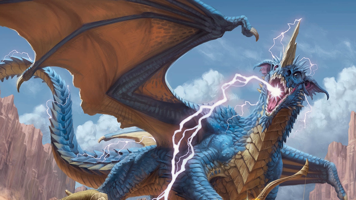 A massive blue dragon in the world of D&D A massive blue dragon in the world of D&D