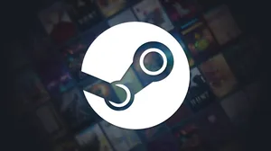 The Steam logo on a collage of games The Steam logo on a collage of games