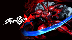 key art from Slave Zero X with a bright red character