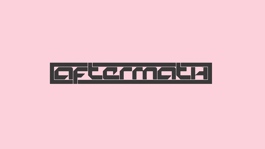 The Aftermath logo on a pink background