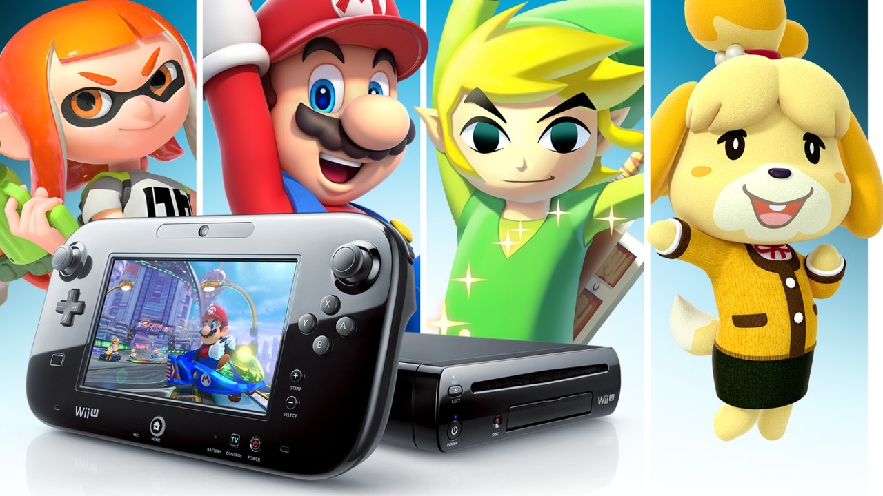 Promo image for the Nintendo Wii U featuring first-party Nintendo brands such as Mario and Splatoon. Promo image for the Nintendo Wii U featuring first-party Nintendo brands such as Mario and Splatoon.