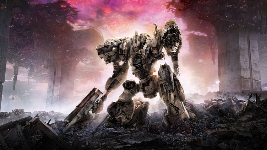 Key art of a mech from FromSoftware's Armored Core VI: Fires of Rubicon.
