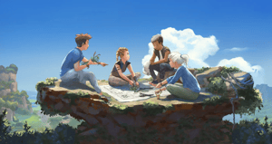 Young people gather in a pleasant outdoor setting Young people gather in a pleasant outdoor setting