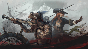 Concept art of Windrose, showing two pirates in the midst of a fight Concept art of Windrose, showing two pirates in the midst of a fight