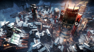 A city fighting back the cold in Frostpunk